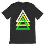 3 Triangles White Yellow Green Unisex T-Shirt Abyssinian Kiosk Fashion Cotton Apparel Clothing Bella Canvas Original Art