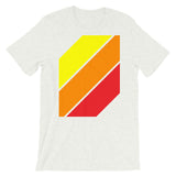 Yellow Orange Red Stripes Unisex T-Shirt Abyssinian Kiosk Diagonal Stripes Fashion Cotton Apparel Clothing Bella Canvas Original Art