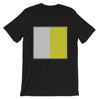 Grey Back White Yellow Lines Unisex T-Shirt Square Abyssinian Kiosk Fashion Cotton Apparel Clothing Bella Canvas Original Art