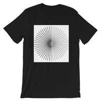 Half Blank Half Grey Cube Spokes White BG Unisex T-Shirt Abyssinian Kiosk Squares Bicycle Spokes Background Fashion Cotton Apparel Clothing Bella Canvas Original Art