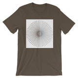 Half Blank Half Grey Cube Spokes White BG Unisex T-Shirt Abyssinian Kiosk Squares Bicycle Spokes Background Fashion Cotton Apparel Clothing Bella Canvas Original Art