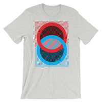 Red Blue Rings Black Inner Unisex T-Shirt Abyssinian Kiosk Fashion Cotton Apparel Clothing Bella Canvas Original Art