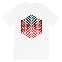 Red Black Cube Illusion Unisex T-Shirt Abyssinian Kiosk 3D Bars Polygon Fashion Cotton Apparel Clothing Bella Canvas Original Art