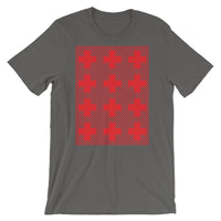 Criss Cross Red Unisex T-Shirt Abyssinian Kiosk 12 Small Equal Arm Crosses Christian Bella Canvas Original Art Fashion Cotton Apparel Clothing