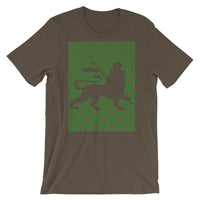Green Diagonal Lines Blank Lion Unisex T-Shirt Ethiopian Lion of Judah Abyssinian Kiosk Ethiopia Bella Canvas Original Art Fashion Cotton Apparel Clothing