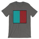 Black Back Cyan Red Lines Unisex T-Shirt Square Abyssinian Kiosk Fashion Cotton Apparel Clothing Bella Canvas Original Art
