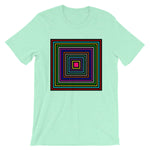 Colored Boxes Black Outlines Unisex T-Shirt Abyssinian Kiosk Fashion Multiple Color Squares Cotton Apparel Clothing Bella Canvas Original Art