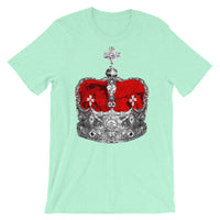 Greyscale & Red Crown Unisex T-Shirt Abyssinian Kiosk Empress Menen Crown Haile Selassie Red Velvet African Royal Royalty Fashion Cotton Apparel Clothing Bella Canvas Original Art