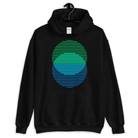 Green to Blue Lined Circles Unisex Hoodie Abyssinian Kiosk Joining Circles Fashion Cotton Apparel Clothing Gildan Original Art