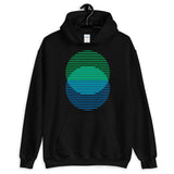 Green to Blue Lined Circles Unisex Hoodie Abyssinian Kiosk Joining Circles Fashion Cotton Apparel Clothing Gildan Original Art