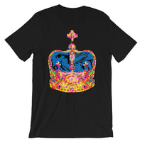 Funky Crown Blue Unisex T-Shirt Abyssinian Kiosk Empress Menen Crown Haile Selassie Colors African Royal Royalty Fashion Cotton Apparel Clothing Bella Canvas Original Art