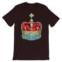 Funky Crown Red Unisex T-Shirt Abyssinian Kiosk Empress Menen Crown Haile Selassie Colors African Royal Royalty Fashion Cotton Apparel Clothing Bella Canvas Original Art