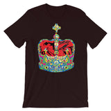 Funky Crown Red Unisex T-Shirt Abyssinian Kiosk Empress Menen Crown Haile Selassie Colors African Royal Royalty Fashion Cotton Apparel Clothing Bella Canvas Original Art