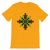 Black, Lime and Red Cross Unisex T-Shirt Abyssinian Kiosk Ethiopian Coptic Orthodox Tewahedo Christian Bella Canvas Original Art Fashion Cotton Apparel Clothing