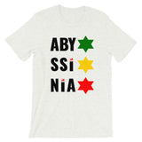 Abyssinia Black Letters Stars of David Unisex T-Shirt Ethiopian Lion of Judah Abyssinian Kiosk Abyssinia Ethiopia Flag