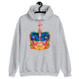 Funky Crown Blue Unisex Hoodie Abyssinian Kiosk Empress Menen Crown Haile Selassie Colors African Royal Royalty Fashion Cotton Apparel Clothing Gildan Original Art