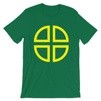 Between the Lines Cross Yellow Unisex T-Shirt Abyssinian Kiosk Ethiopian Coptic Orthodox Tewahedo Christian Bella Canvas Original Art Fashion Cotton Apparel Clothing