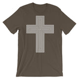 White & Empty Maze Cross Unisex T-Shirt Abyssinian Kiosk Christian Jesus Religion Lined Latin Cross Bella Canvas Original Art Fashion Cotton Apparel Clothing