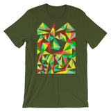 Green Yellow Red Triangles Unisex T-Shirt Abyssinian Kiosk Falling Triangles Fashion Cotton Apparel Clothing Bella Canvas Original Art