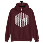 White Cube Illusion Unisex Hoodie Abyssinian Kiosk 3D Bars Polygon Fashion Cotton Apparel Clothing Gildan Original Art