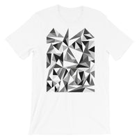 Grey Triangles Unisex T-Shirt Abyssinian Kiosk Falling Triangles Fashion Cotton Apparel Clothing Bella Canvas Original Art