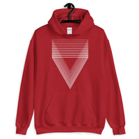 White Chiaroscuro Triangles Unisex Hoodie From Light to Bold Color Abyssinian Kiosk Fashion Cotton Apparel Clothing Gildan Original Art