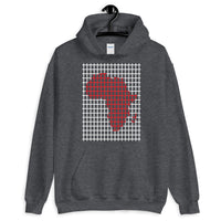 Red Africa White Grid Unisex Hoodie Abyssinian Kiosk Fashion Cotton Apparel Clothing Gildan Original Art