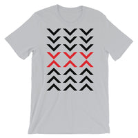 Arrows Down Up Black Red Unisex T-Shirt Abyssinian Kiosk Fashion Cotton Apparel Clothing Bella Canvas Original Art