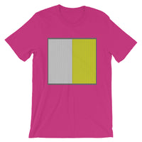 Grey Back White Yellow Lines Unisex T-Shirt Square Abyssinian Kiosk Fashion Cotton Apparel Clothing Bella Canvas Original Art