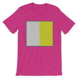 Grey Back White Yellow Lines Unisex T-Shirt Square Abyssinian Kiosk Fashion Cotton Apparel Clothing Bella Canvas Original Art