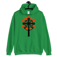 Black Cross Red Rays Unisex Hoodie Ethiopian Coptic Orthodox Abyssinian Kiosk Christian Apparel Gildan Clothing