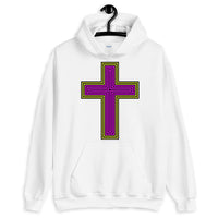Black Yellow Magenta Maze Cross Unisex Hoodie Abyssinian Kiosk Christian Jesus Religion Lined Latin Cross Gildan Original Art Fashion Cotton Apparel Clothing