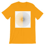 Half Blank Half Grey Cube Spokes White BG Unisex T-Shirt Abyssinian Kiosk Squares Bicycle Spokes Background Fashion Cotton Apparel Clothing Bella Canvas Original Art