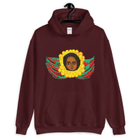 GYR Angel Unisex Hoodie Traditional Ethiopian with Feathers and Wings Abyssinian Kiosk Green Yellow Red Gildan Original Art Abyssinian Kiosk Fashion Cotton Apparel Clothing