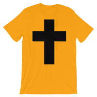 Black Latin Cross Unisex T-Shirt Abyssinian Kiosk Christian Jesus Religion Wide Line Latin Cross Bella Canvas Original Art Fashion Cotton Apparel Clothing