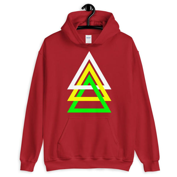 3 Triangles White Yellow Green Unisex Hoodie Abyssinian Kiosk Fashion Cotton Apparel Clothing Gildan Original Art