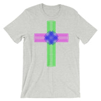 Green Magenta Blue Ellipse Cross Unisex T-Shirt Abyssinian Kiosk Christian Jesus Religion Cross Bella Canvas Original Art Fashion Cotton Apparel Clothing