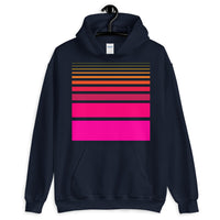 Pink to Yellow Unisex Hoodie Thick Bars to Thin Lines Abyssinian Kiosk Fashion Cotton Apparel Clothing Gildan Original Art