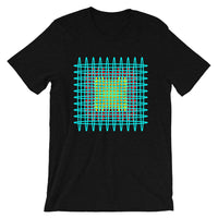 Cyan Red Yellow Ellipses Unisex T-Shirt Abyssinian Kiosk Fashion Ellipses Inside Ellipses Cotton Apparel Clothing Bella Canvas Original Art