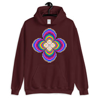 Psychedelic #9 Cross White Unisex Hoodie Trip Trippy Colorful Ethiopian Coptic Orthodox Abyssinian Kiosk Christian Gildan Original Art Fashion Cotton Apparel Clothing