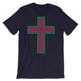 Black Pink Green Maze Cross Unisex T-Shirt Abyssinian Kiosk Christian Jesus Religion Lined Latin Cross Bella Canvas Original Art Fashion Cotton Apparel Clothing