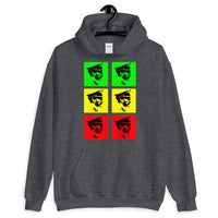 Pop Art Solid GYR Haile Selassie Unisex Hoodie Abyssinian Kiosk Emperor Rasta Rastafari Black Ethiopian Ethiopia Africa African Abyssinia Habesha History Military Uniform Art Portrait Vintage Reggae Gildan Original Art Fashion Cotton Apparel Clothing