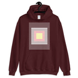 White Stripes Red Yellow Squares Unisex Hoodie Squares Within Lines Abyssinian Kiosk Fashion Cotton Apparel Clothing Gildan Original Art