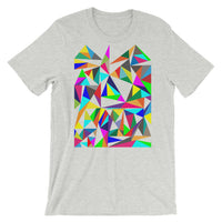 Color Triangles Unisex T-Shirt Abyssinian Kiosk Falling Colorful Triangles Fashion Cotton Apparel Clothing Bella Canvas Original Art
