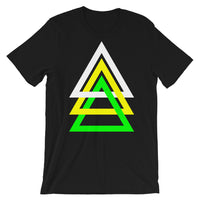 3 Triangles White Yellow Green Unisex T-Shirt Abyssinian Kiosk Fashion Cotton Apparel Clothing Bella Canvas Original Art