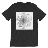 Half Blank Half Grey Cube Spokes White BG Unisex T-Shirt Abyssinian Kiosk Squares Bicycle Spokes Background Fashion Cotton Apparel Clothing Bella Canvas Original Art
