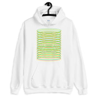 Green Yellow Red Ellipse Unisex Hoodie Abyssinian Kiosk Contained Chaos of Hovering Ellipses Fashion Cotton Apparel Clothing Gildan Original Art