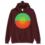 Yellow Cube Spokes Green Top Red Bottom Unisex Hoodie Abyssinian Kiosk Squares Bicycle Spokes Dual Color Circle Fashion Cotton Apparel Clothing Gildan Original Art