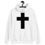 Black Latin Cross Unisex Hoodie Abyssinian Kiosk Christian Jesus Religion Wide Line Latin Cross Gildan Original Art Fashion Cotton Apparel Clothing