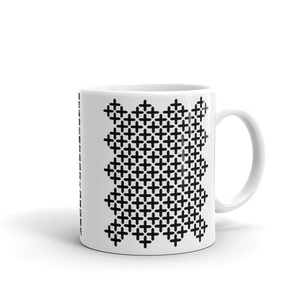Black Solid Cross Pattern Kaffa Mug